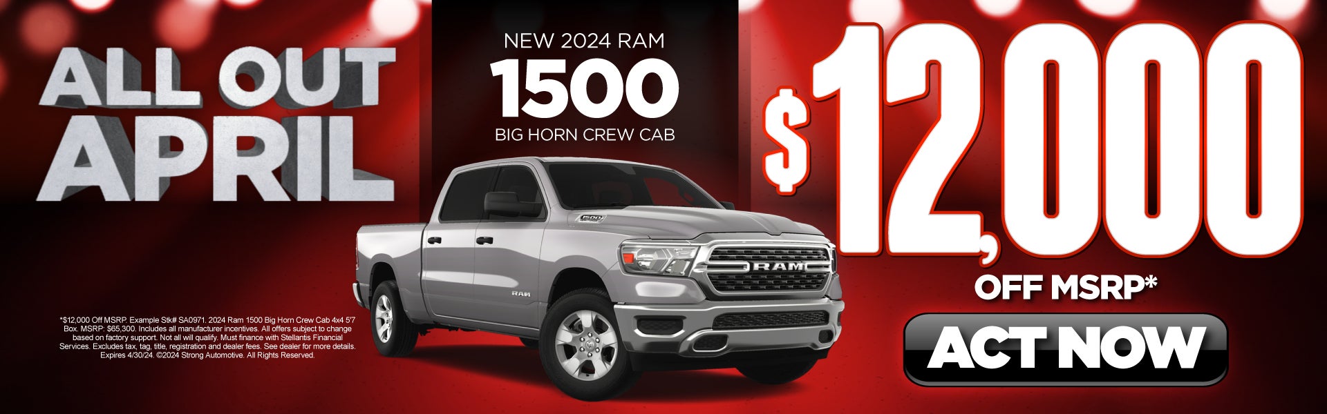 New 2024 RAM 1500 Big Horn Crew Cab | $12,000 off MSRP*