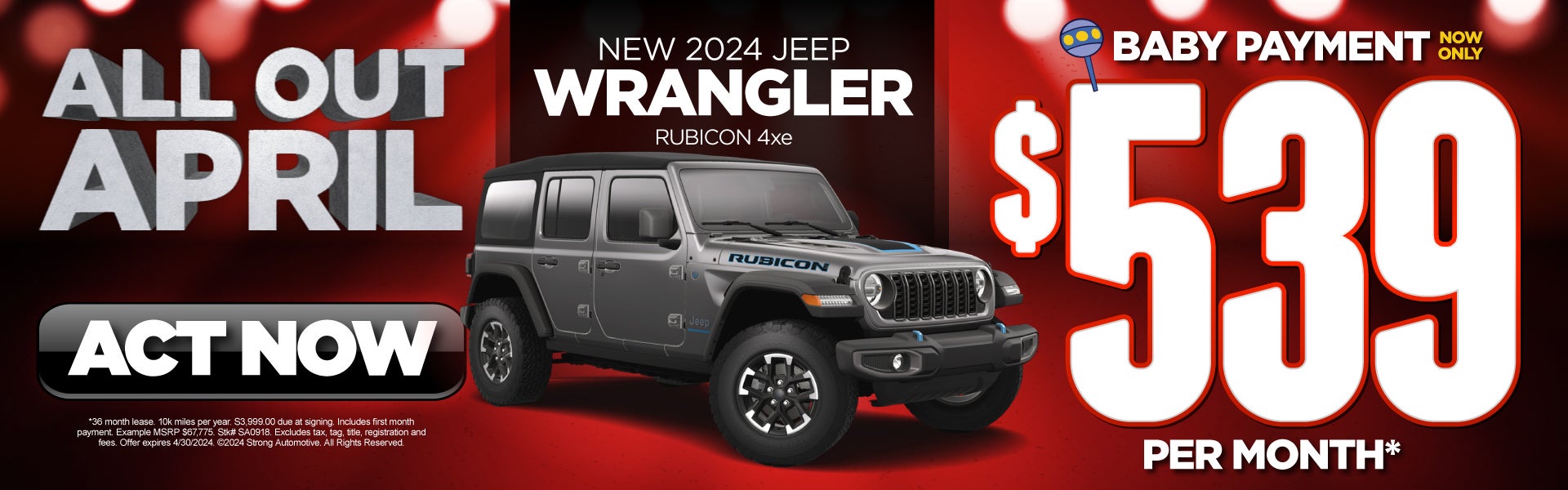 New 2024 Jeep Wrangler Rubicon 4xe | $539/mo*