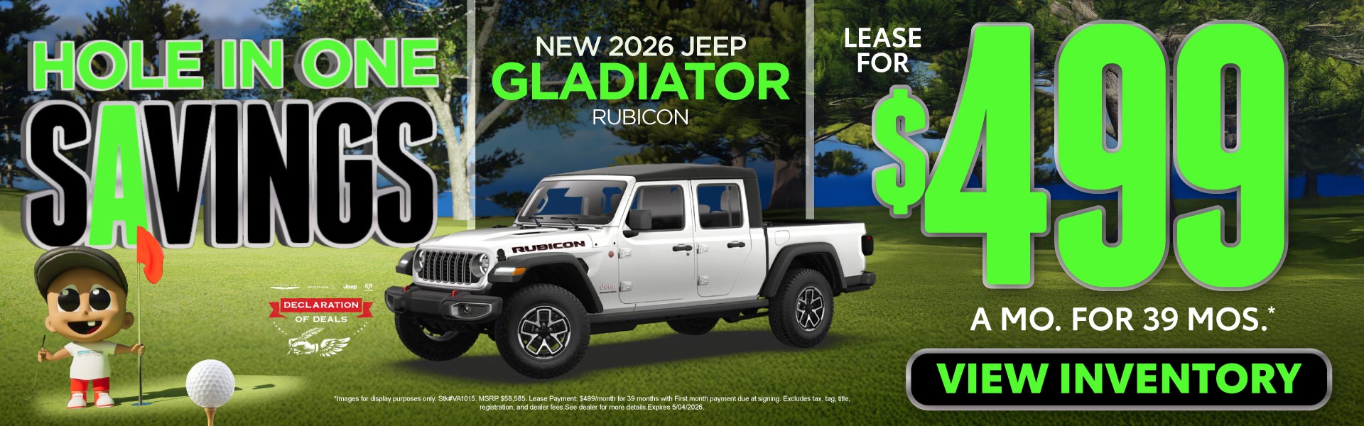 NEW 2026 JEEP GLADIATOR RUBICON 	$499 PAYMENT/ 39 MONTHS*