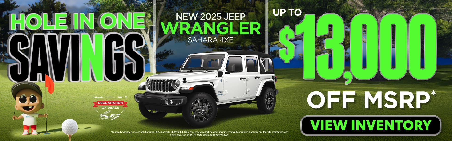 NEW 2025 JEEP WRANGLER SAHARA 4XE	UP TO $13,000 OFF MSRP*