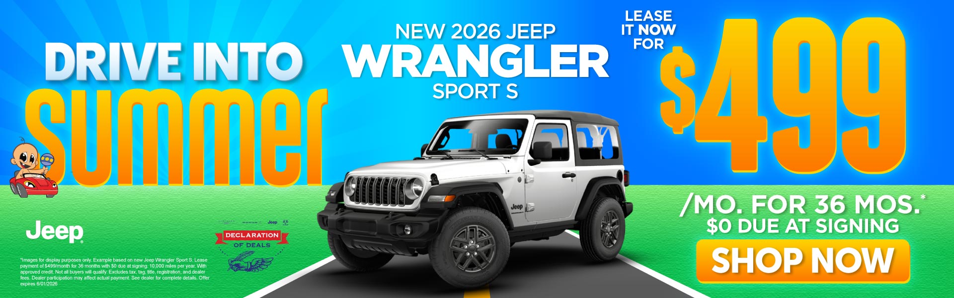 New 2026 Wrangler Sport S 	"Lease it NOW for $499/month for 