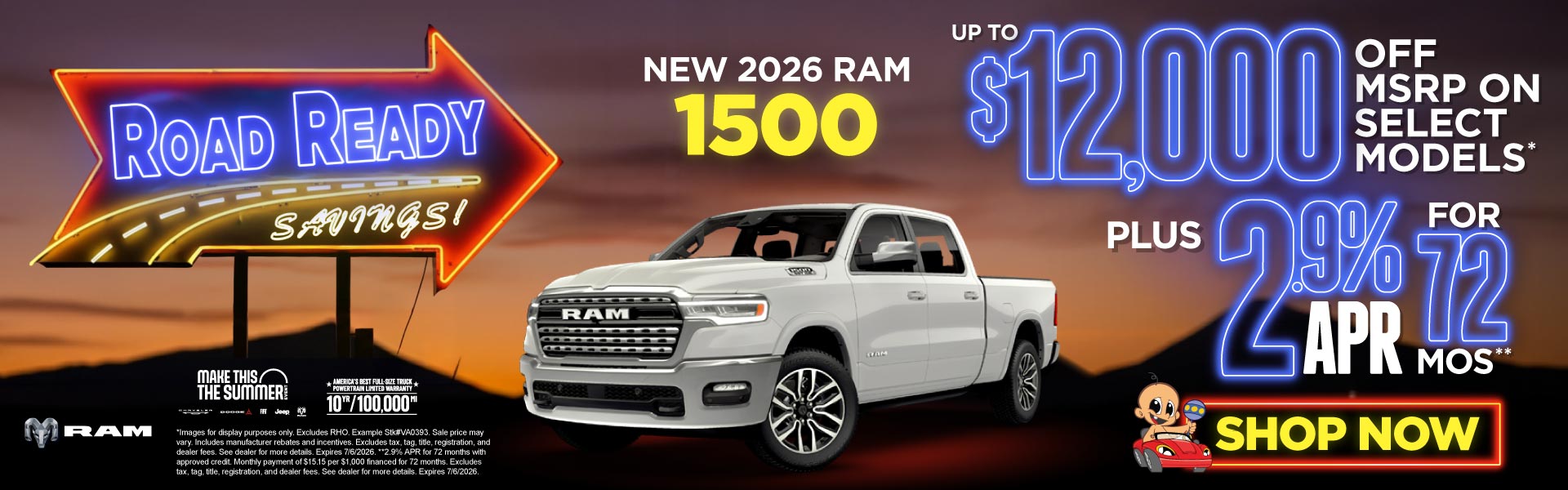 NEW 2026 RAM 1500	UP TO $12,000 OFF MSRP ON SELECT MODELS* P