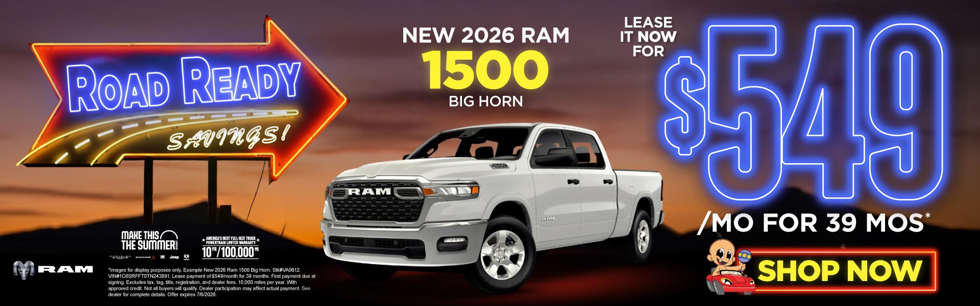 NEW 2026 RAM 1500 BIG HORN	Lease it NOW for $549/month for 3