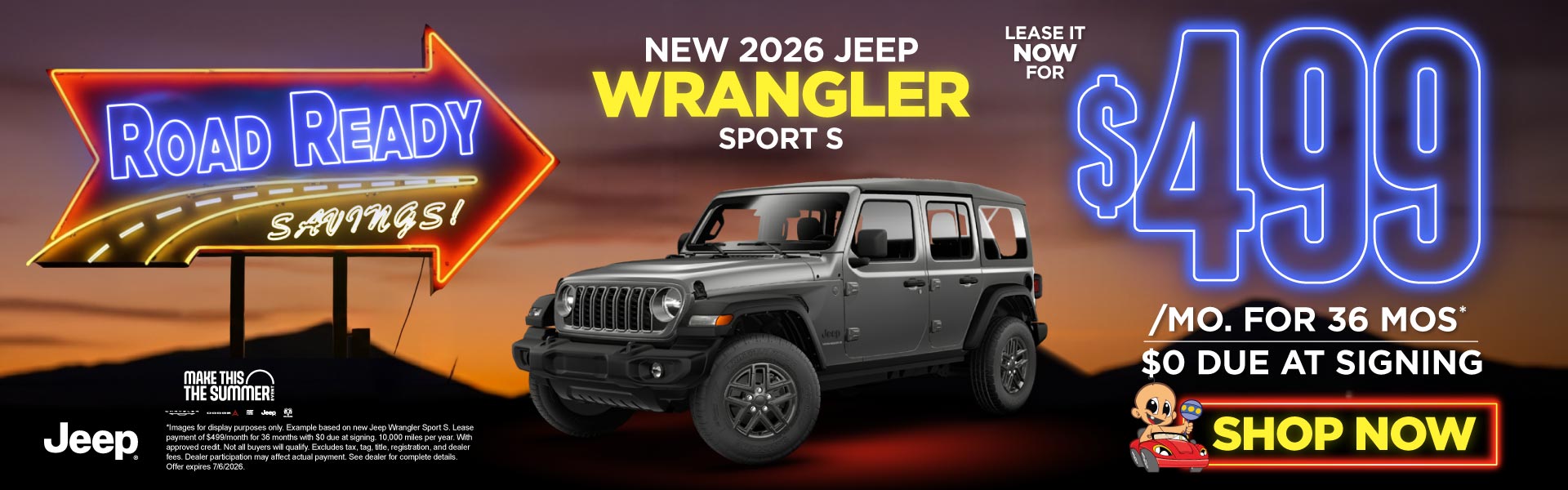 New 2026 Wrangler Sport S	Lease it NOW for $499/month for 36