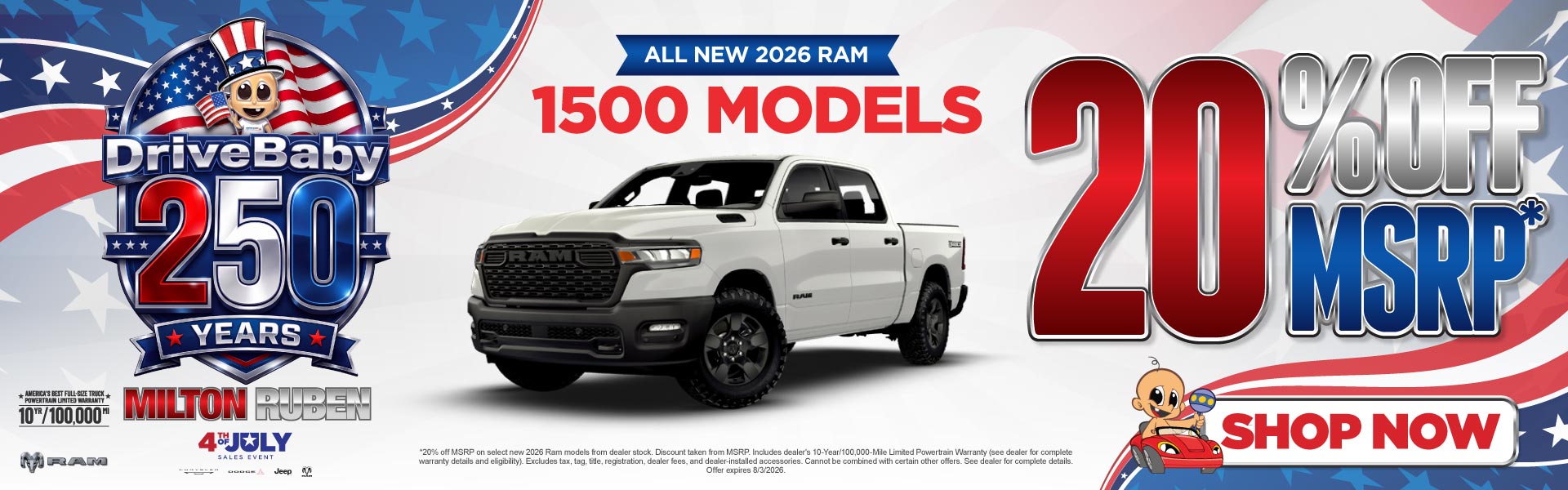 ALL NEW 2026 RAM 1500 MODELS	20% OFF MSRP*