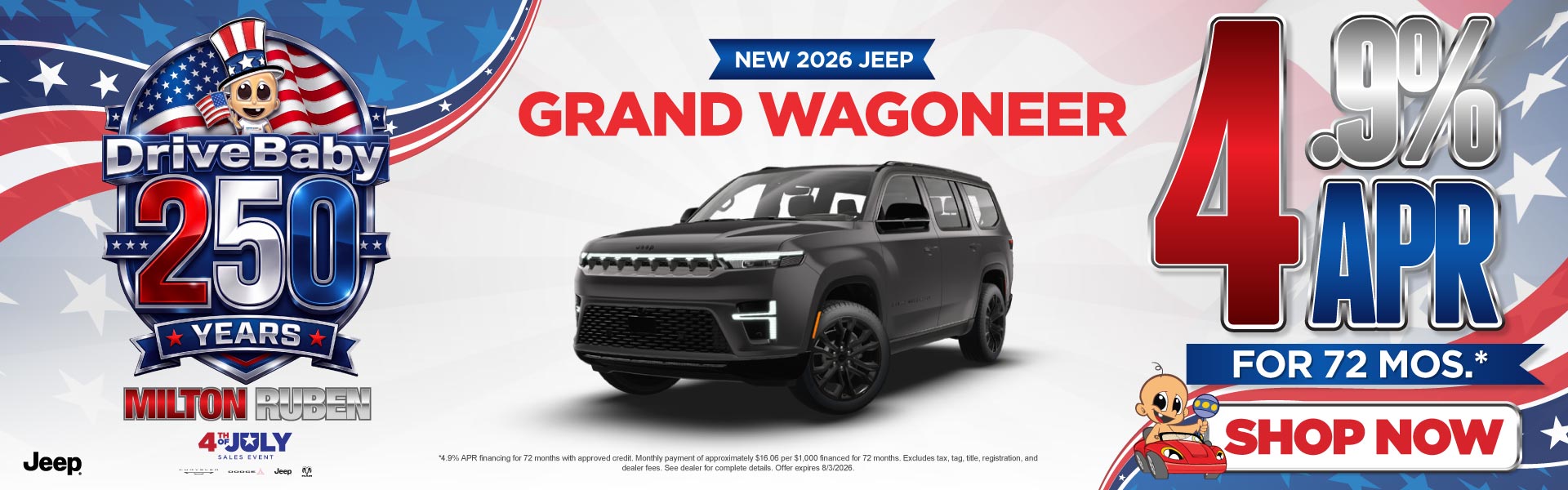 NEW 2026 Grand Wagoneer	4.9% APR for 72 Months*