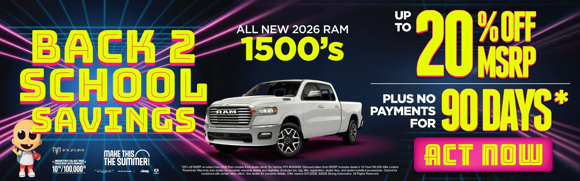 ALL NEW 2026 RAM 1500's	"UP TO 20% OFF MSRP PLUS NO PAYMENTS