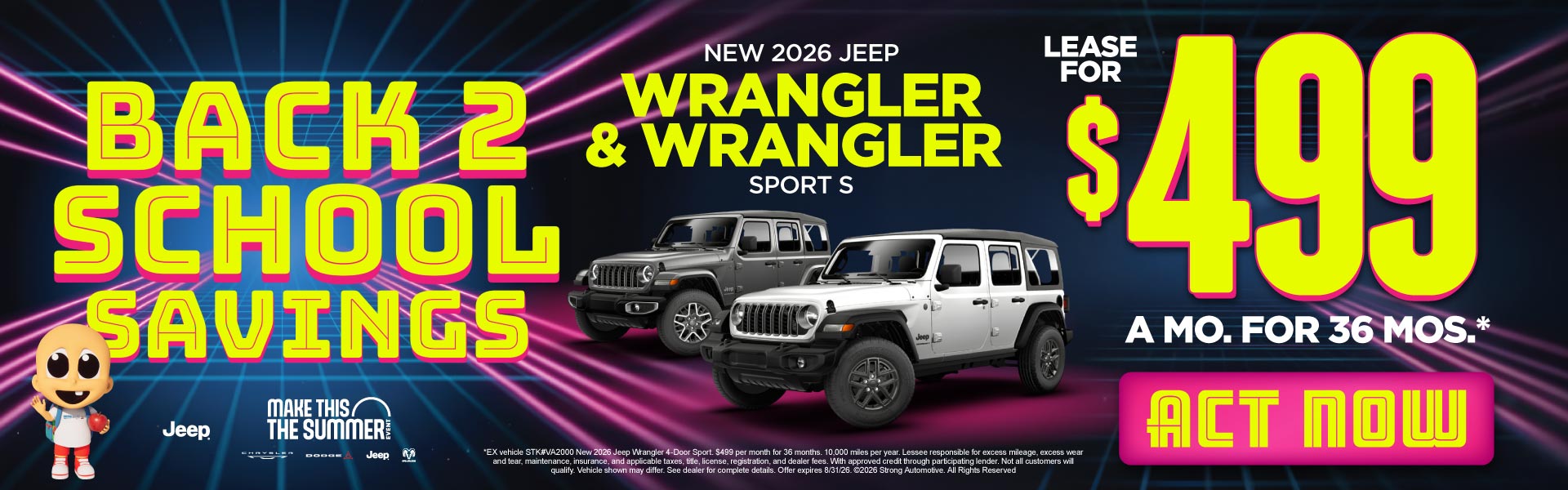 NEW 2026 JEEP WRANGLERS & WRANGLER SPORT S	"LEASE FOR $499 A
