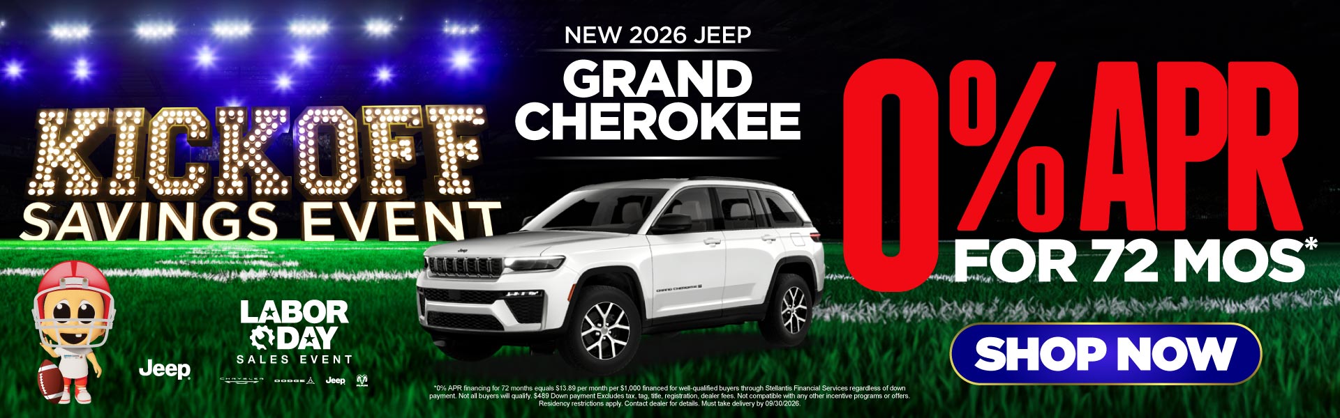 NEW 2026 GRAND CHEROKEE 	0% APR FOR 72 MONTHS*