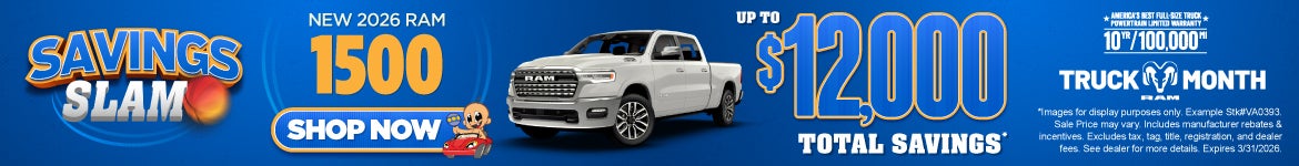 NEW 2026 RAM 1500 UP TO $12,000 TOTAL SAVINGS*